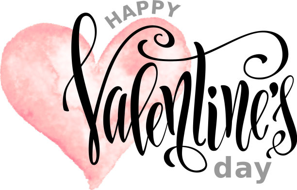 在情人节用水彩手绘的字母图片下载