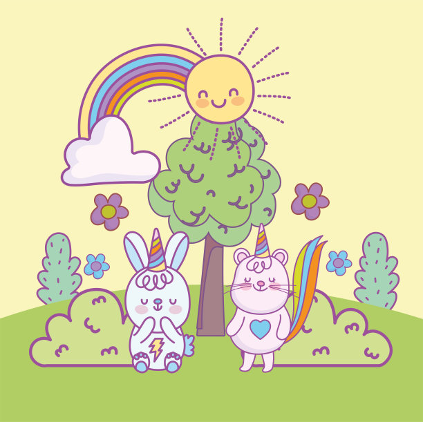 可爱的动物景观图片下载