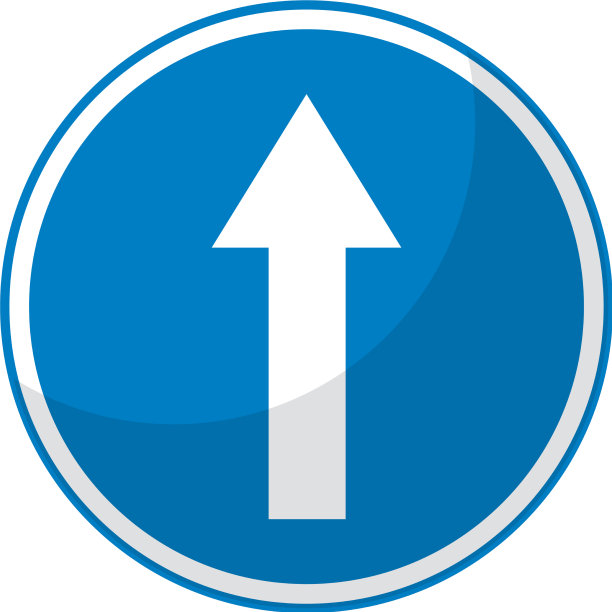 白色背景上的蓝色交通标志图片下载