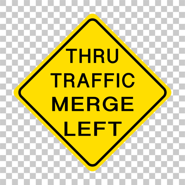 黄色交通警告标志透明图片下载