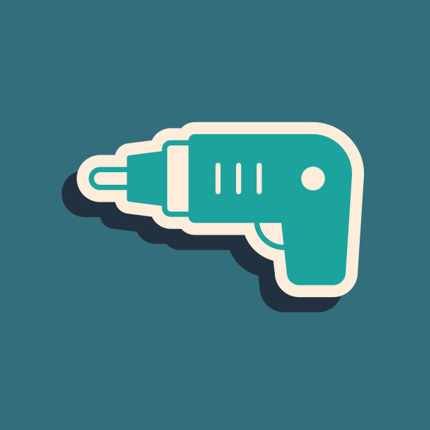 绿色电动无绳螺丝刀图标隔离在绿色背景上。电动钻机。修复工具。长长的阴影风格。向量图片下载