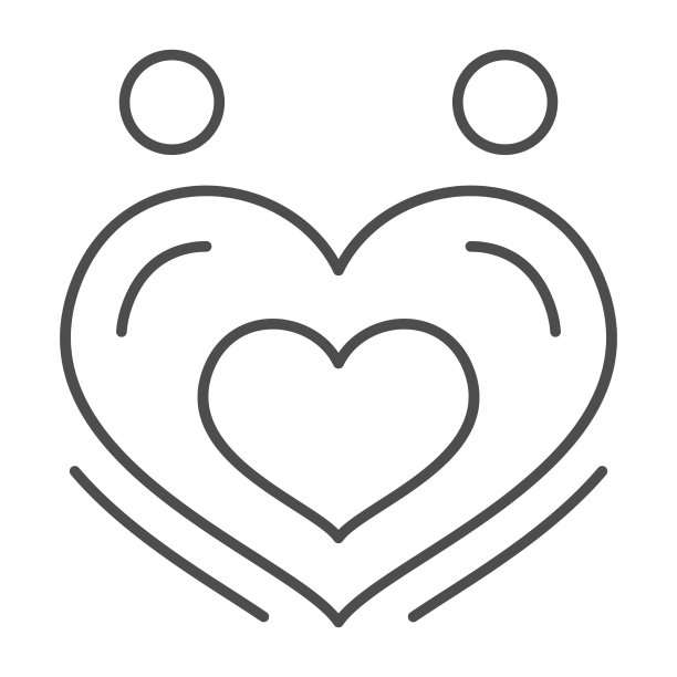 两个情人形成一条心细线象征着情人节图片下载