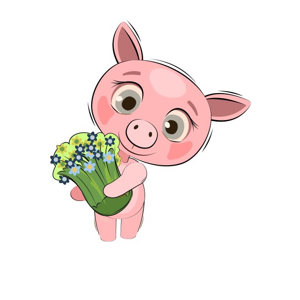 小猪宝宝。白色背景上孤立的物体。开朗善良的动物孩子。漫画平面风格。有趣。向量图片下载