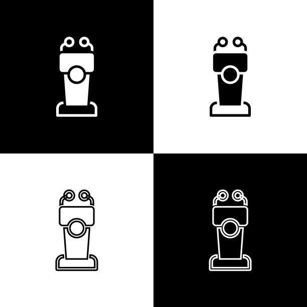 设置舞台台或辩论台，讲台图标孤立在黑白背景上。论坛会议上演讲。向量图片下载