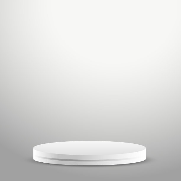 现实的灰白色工作室，白色圆形讲台-向量图片下载