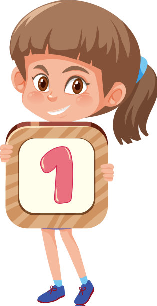 学生女孩持有数字卡通人物图片下载