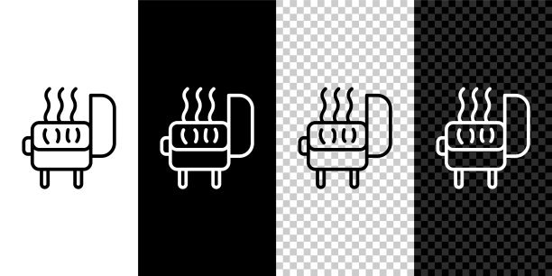 设置线烧烤架图标孤立在黑色和白色，透明背景。烧烤烧烤聚会。向量图片下载