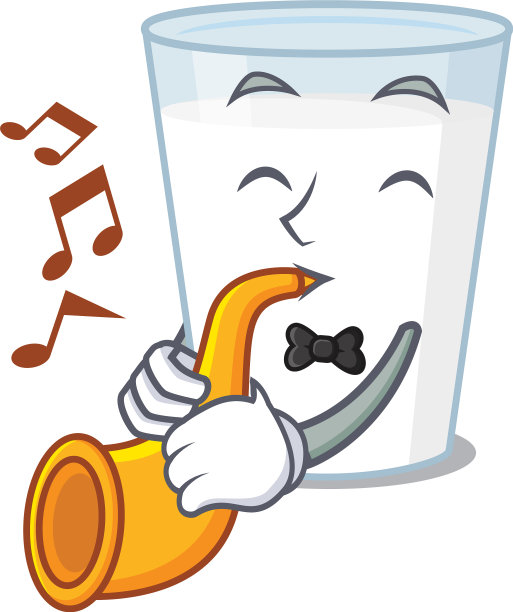 玻璃牛奶音乐家卡通吹小号图片下载