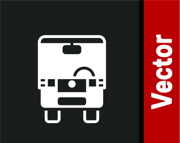 白色总线图标孤立在黑色背景上图片下载