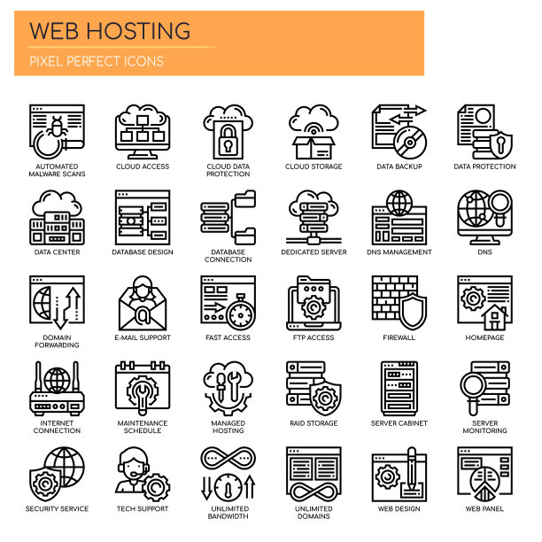 Web托管细线和像素完美图标图片下载