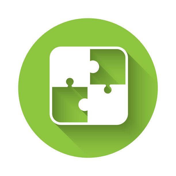 白色拼图块玩具图标孤立与长图片下载