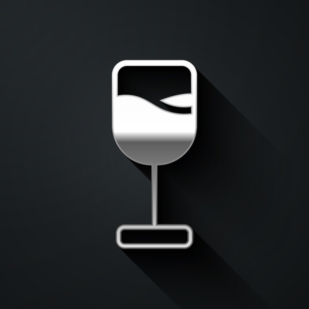 银色酒杯图标孤立在黑色图片下载