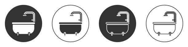 黑色浴缸图标孤立在白色背景图片下载