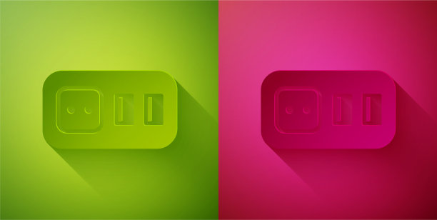 纸切割电源插座图标隔离在绿色图片下载