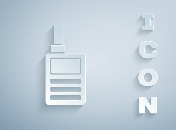 剪纸bamonitor对讲机图标孤立图片下载