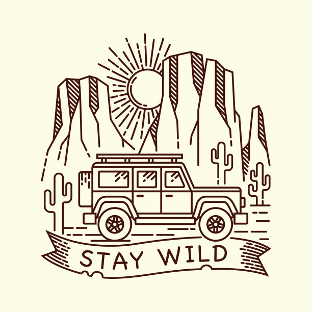 手绘沙漠探险线图片下载