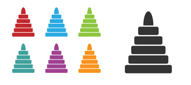 黑色金字塔玩具图标孤立在白色图片下载