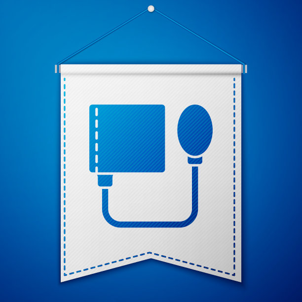 蓝色的血压图标孤立在蓝色上图片下载