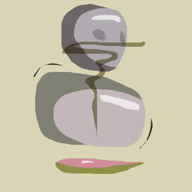 泡泡和石头的抽象极简主义插图，色彩柔和图片下载