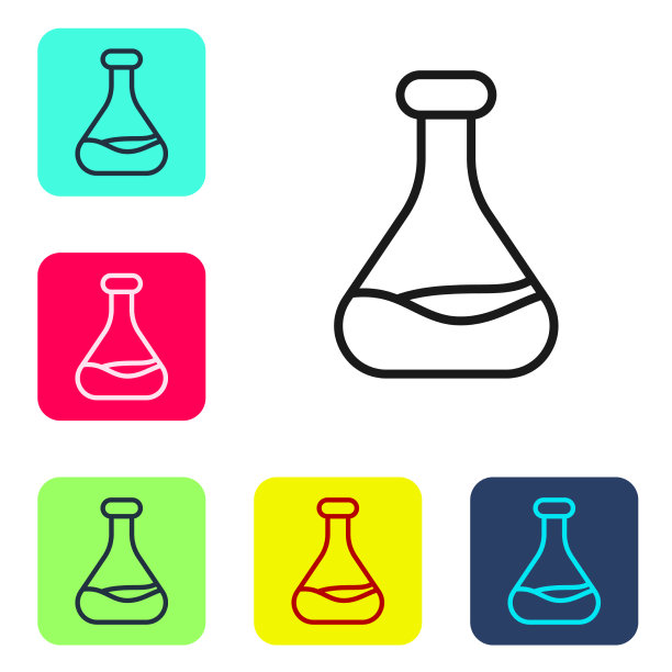 黑线测试管和烧瓶图标隔离图片下载