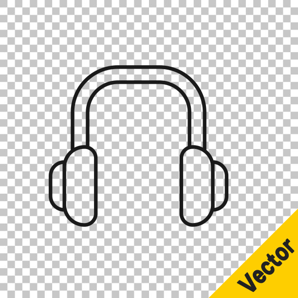 黑色线冬季耳机图标隔离上图片下载