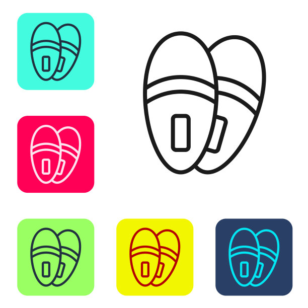 黑色线拖鞋图标孤立在白色图片下载