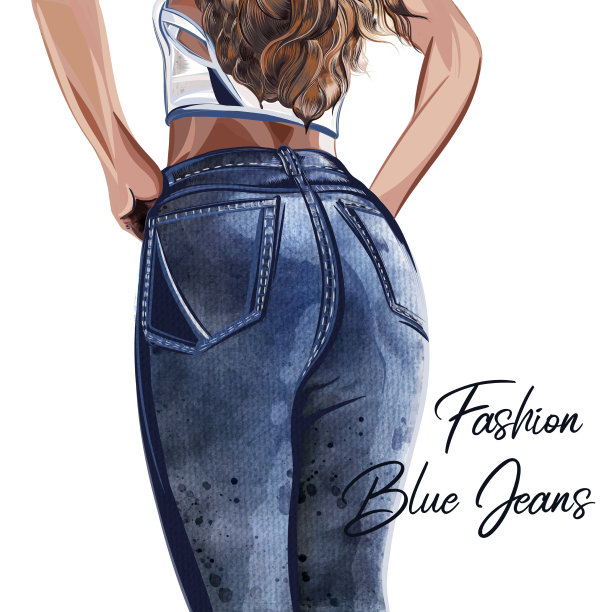 穿着牛仔裤的时尚女孩图片下载