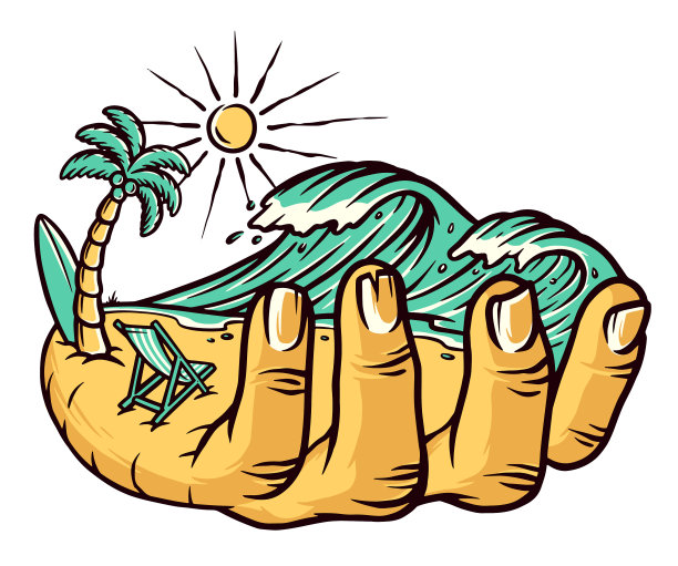 手和沙滩设计图片下载