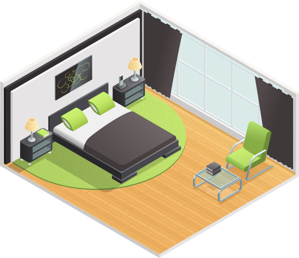 卧室室内等距视图海报图片下载