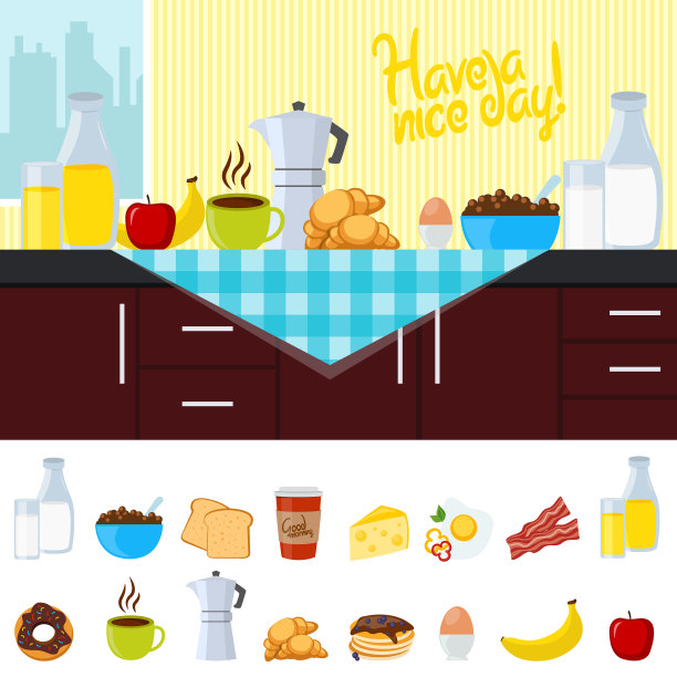 早餐平面构成图片下载