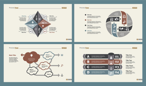 四个业务图表幻灯片模板集图片下载