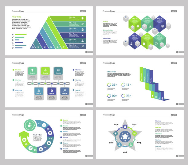 6个团队协作幻灯片模板集图片下载