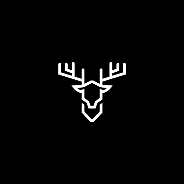 极简的鹿角图案线轮廓标志图片下载