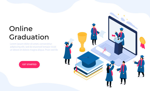 网上虚拟毕业典礼。身着学士服和学士帽的小型等距毕业生庆祝学业的完成。2021级图片下载