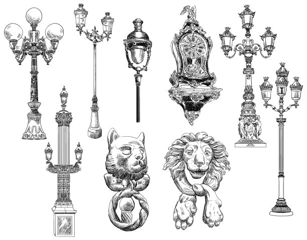 设置古建筑装饰元素图片下载