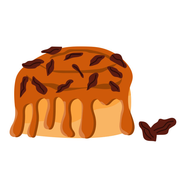 肉桂面包和坚果。烤甜卷涂鸦图标。新鲜瑞典kanelbulle漩涡糕点。向量的卡通插图图片下载