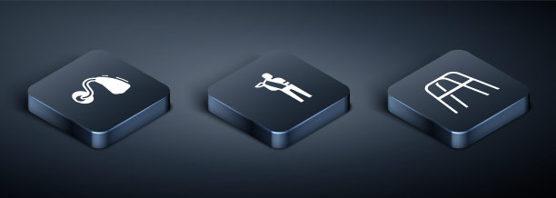 设置等距助听器，沃克和人类骨折手臂图标。向量图片下载