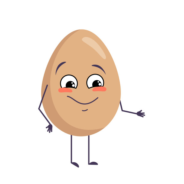 可爱的鸡蛋人物，欢乐的情绪，微笑的脸，幸福的眼睛，手臂和腿。复活节的节日装饰。一个有眼睛的淘气的食物英雄图片下载
