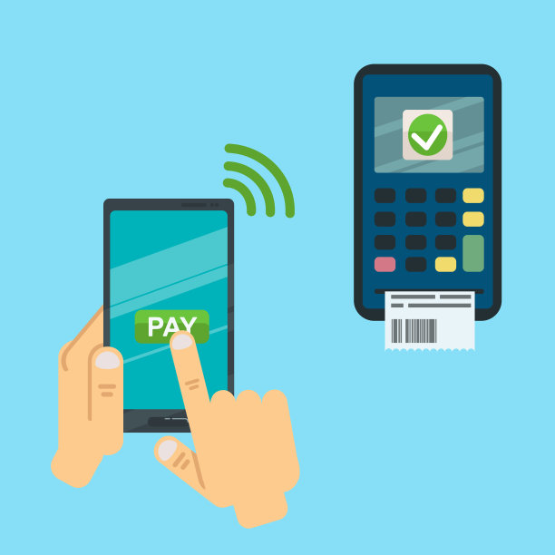 Pos终端通过智能手机确认支付。矢量图图片下载