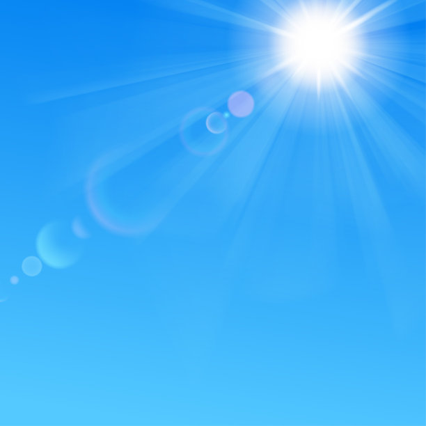 有太阳和镜头光晕的蓝天图片下载