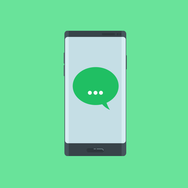 电话信息图标在时尚的平面风格孤立在绿色背景。短信符号为您的网站设计，标志，应用程序，UI。矢量图图片下载