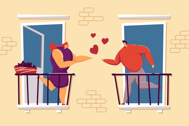情侣在阳台矢量插图图片下载