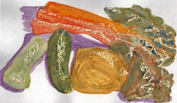 新鲜蔬菜和水果的插图图片下载