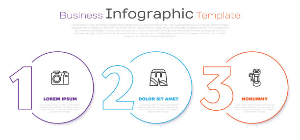 设置线相机，短裤或裤子和相机卷筒。业务信息模板。向量图片下载