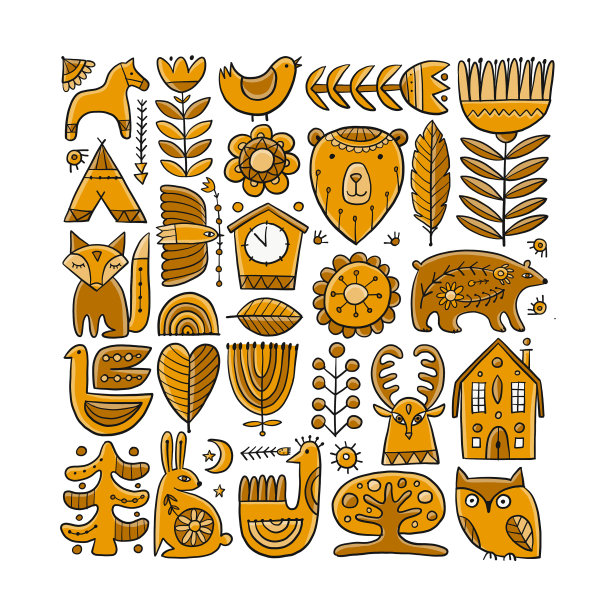 卡片设计用北欧装饰森林动物图片下载