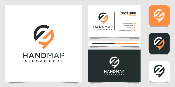 位置和手标志与名片图片下载