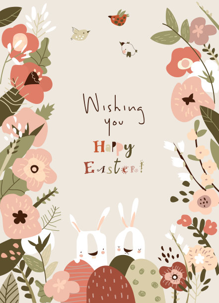 卡通相框与花，复活节彩蛋和图片下载