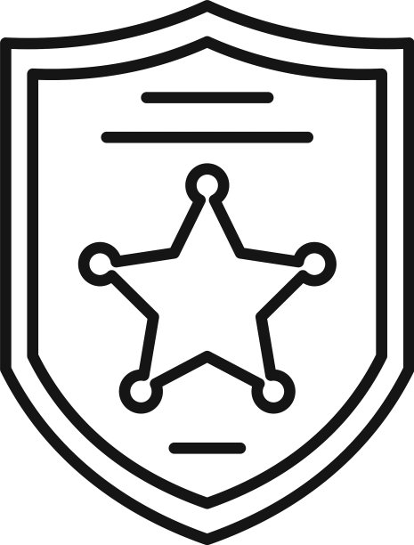 调查员警盾图标（轮廓风格）图片下载