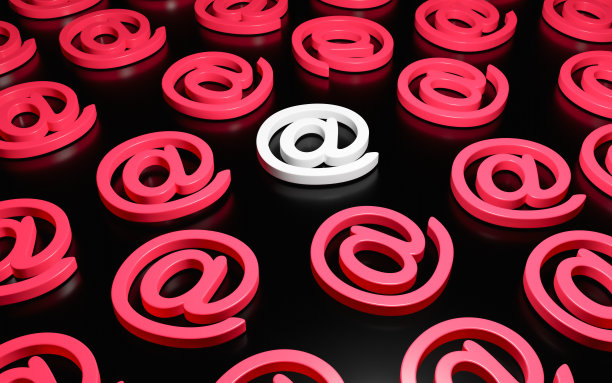 电子邮件与标志图标，3D插图。图片下载