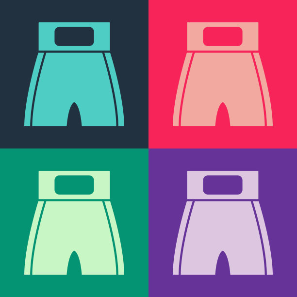 波普艺术拳击短图标孤立在颜色上图片下载